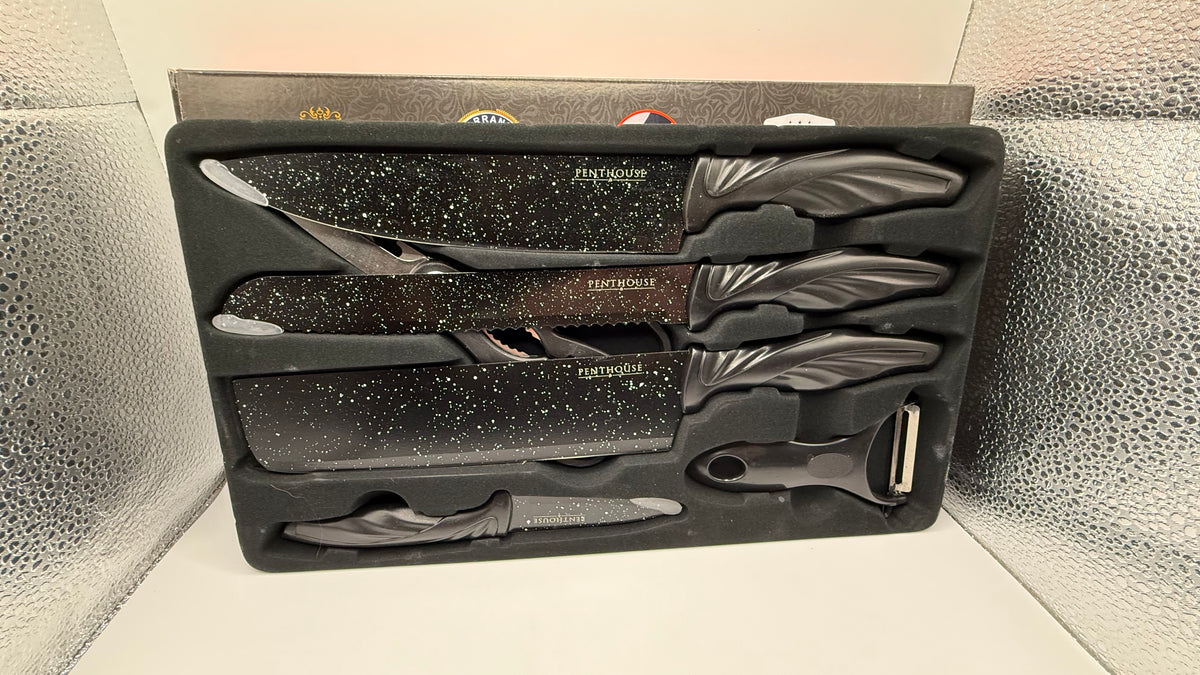 Back of box showing knife features and descriptions