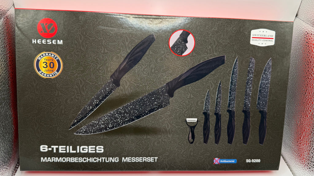 HEESEM 6-piece marble coated knife set packaging