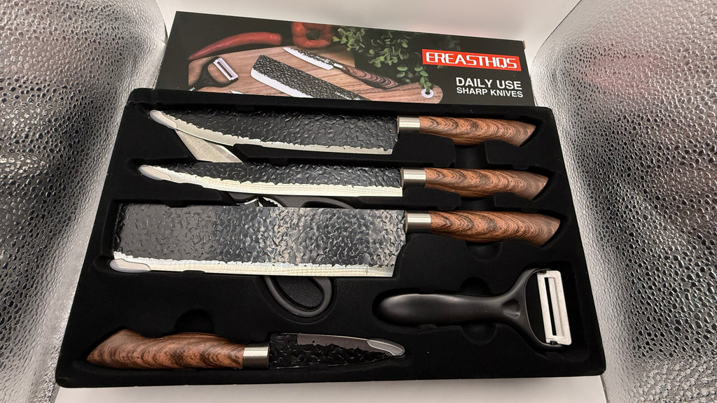 Close up of knives in foam insert