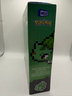 Back view of Pokemon Bulbasaur Building Set showing pixel art figure and info