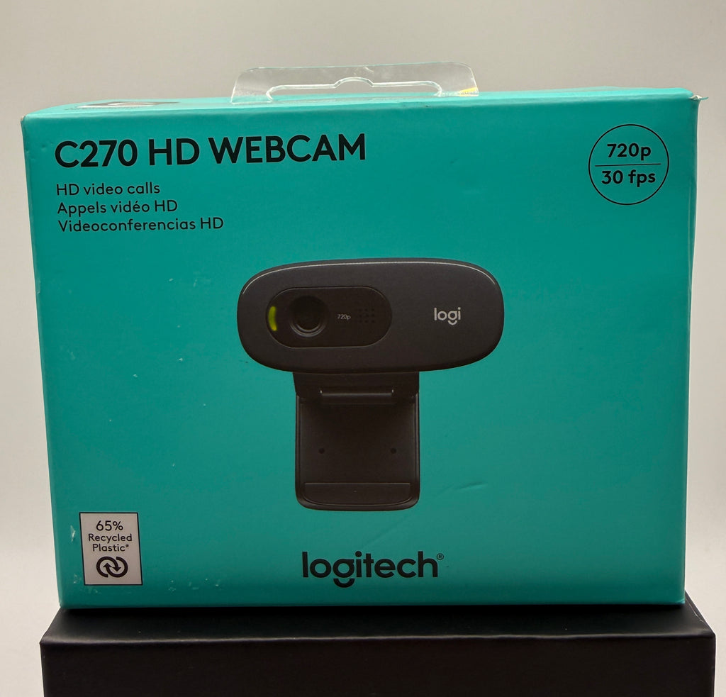 Logitech C270 HD Webcam front of box