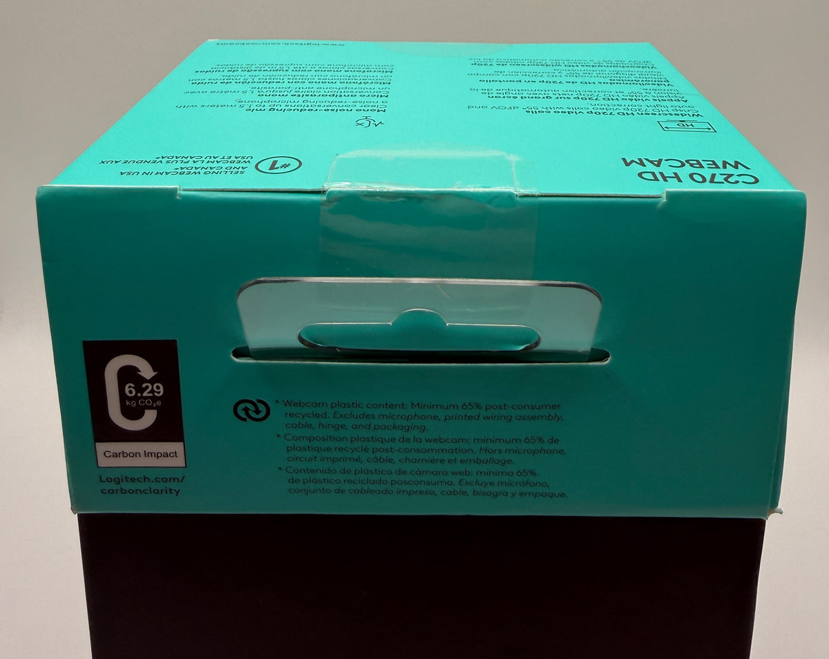 Logitech C270 HD Webcam bottom barcode and warranty info