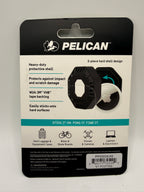 Back view with product features and barcode of Pelican AirTag protective case packaging