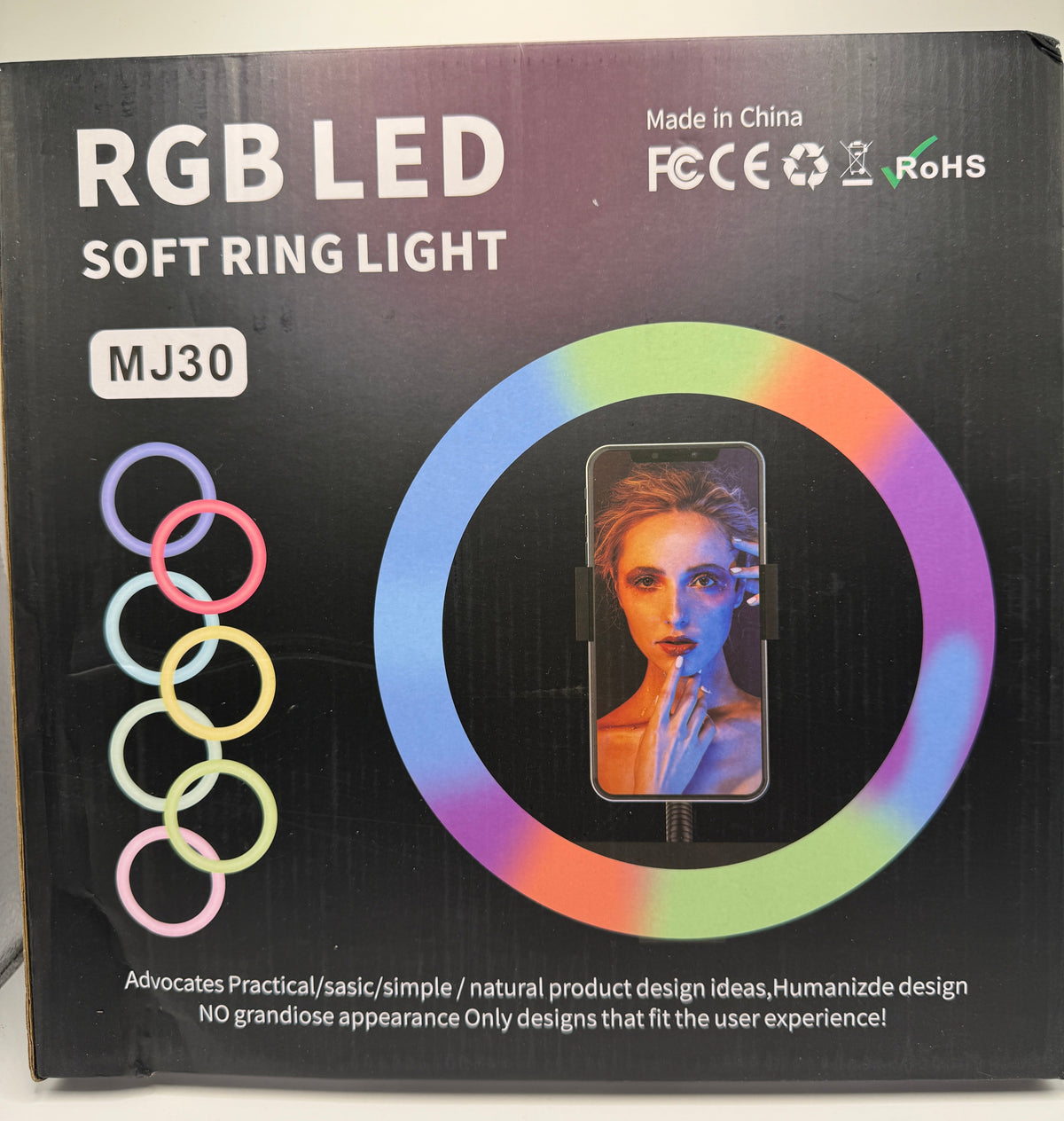 MJ30 RGB LED Soft Ring Light box front