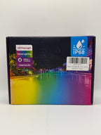 Front view of Outdoor LED Pool Light box with colorful pool lighting illustration