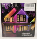 Front view of house lit with permanent outdoor RGB LED lights