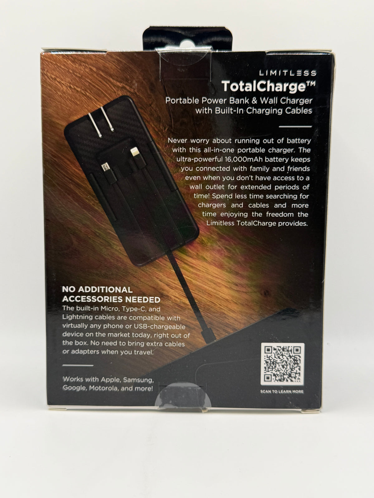 Limitless TotalCharge box back with product features