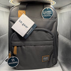 Front view of bb gear backpack diaper bag in gray with tags