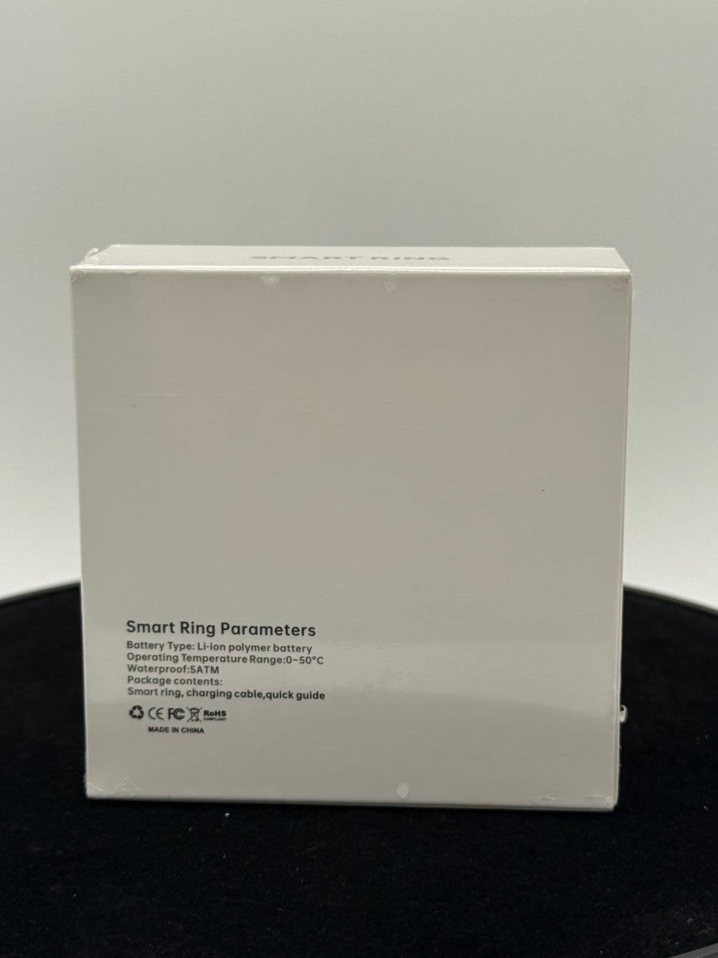 Smart Ring box back with product details
