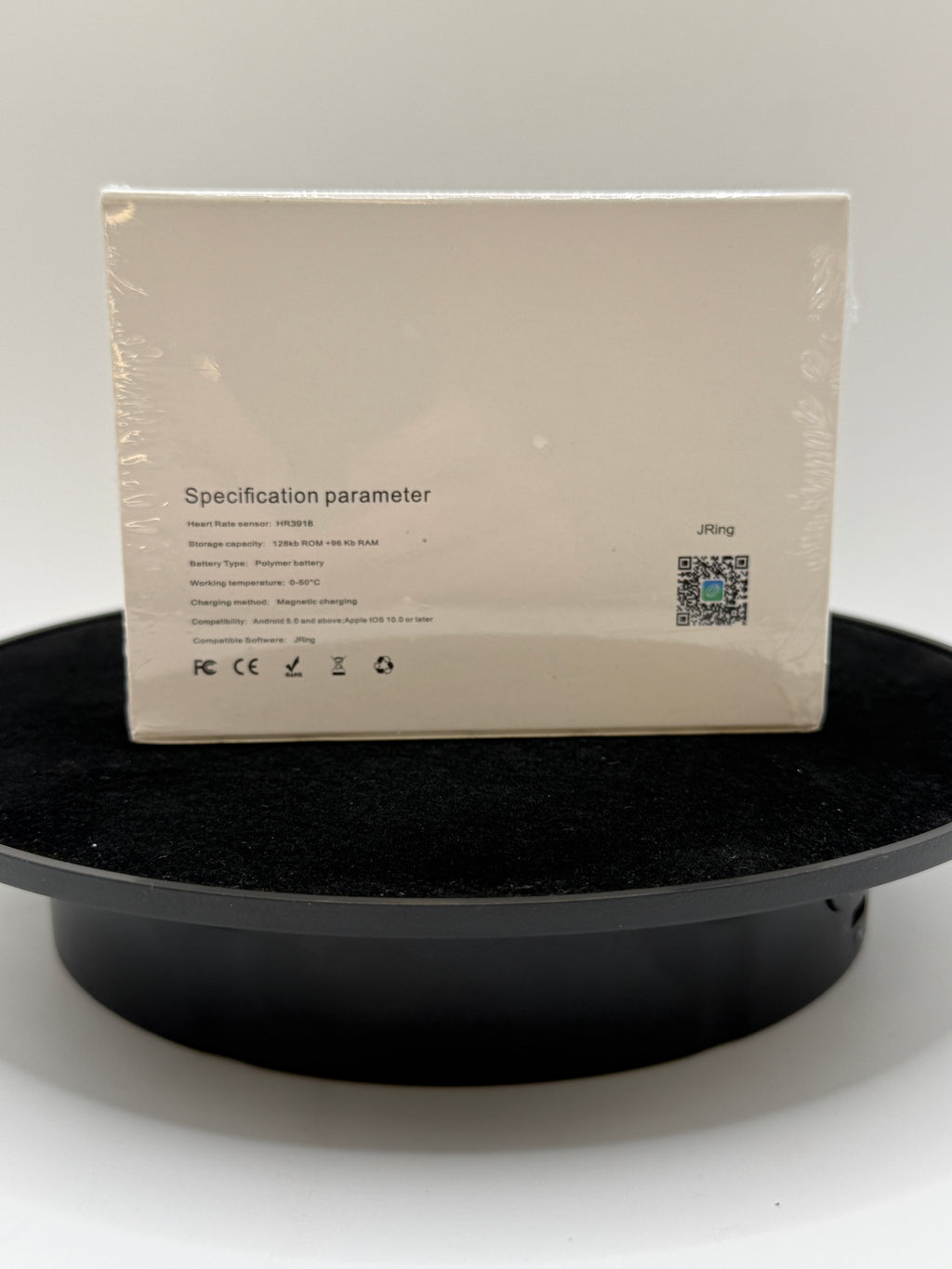 Smart Ring packaging specification label back view