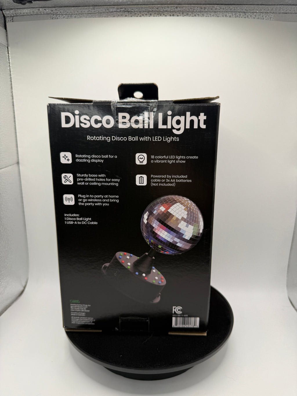 Back of Disco Ball Light box with features