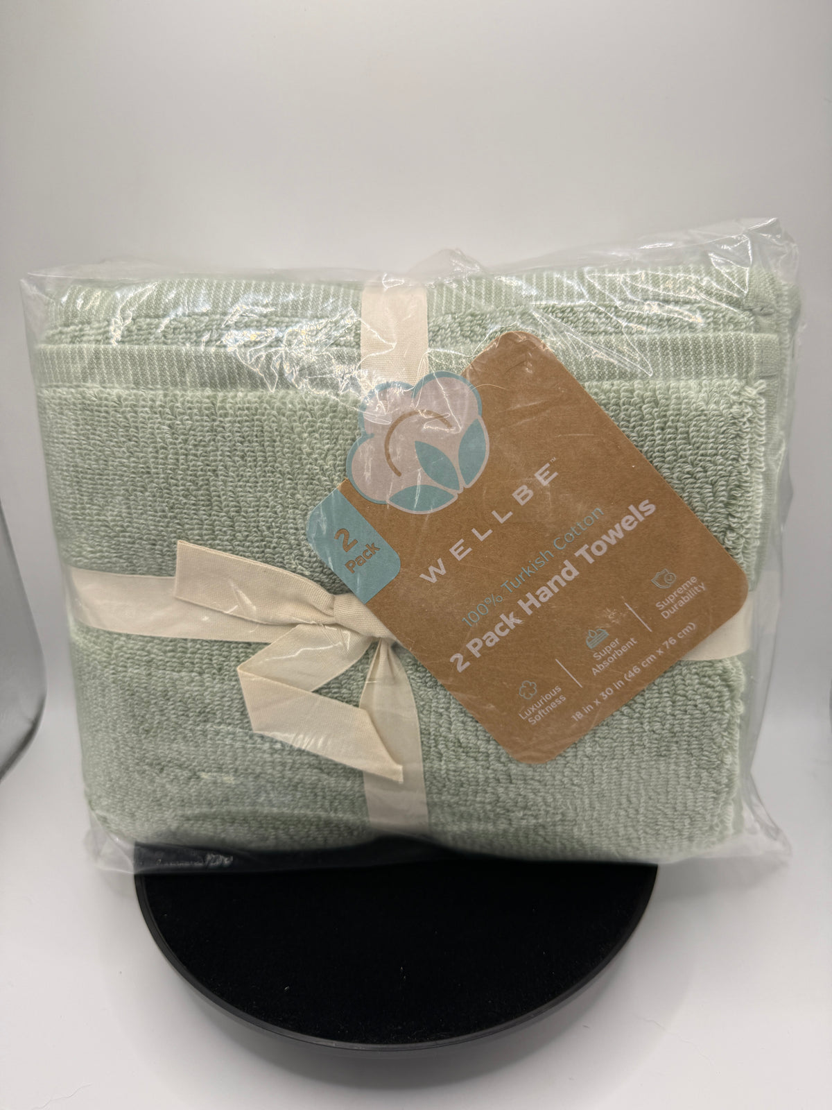 WELLBE 2 pack Turkish cotton hand towels in packaging