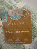 Close-up of WELLBE hand towels packaging label