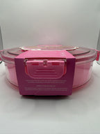Side view showing security buckles on snack box