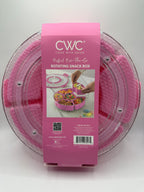 Back label of CWC rotating snack box with product details