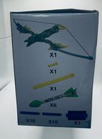 Contents of Dinosaur Bow and Arrow Toy Set including bow, arrows, and accessories