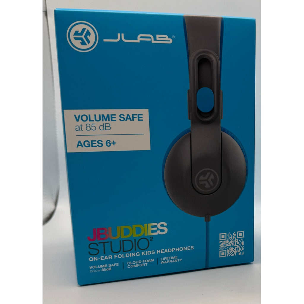 JLab JBuddies Studio 2 blue wired kids headphones retail box front