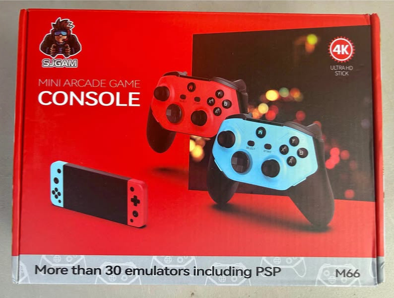 SJGam Mini Arcade Console 64gb card and Dual Controllers 4k. Check pics!