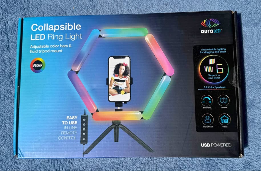 Aura LED Collapsible RGB Ring Light with Tripod