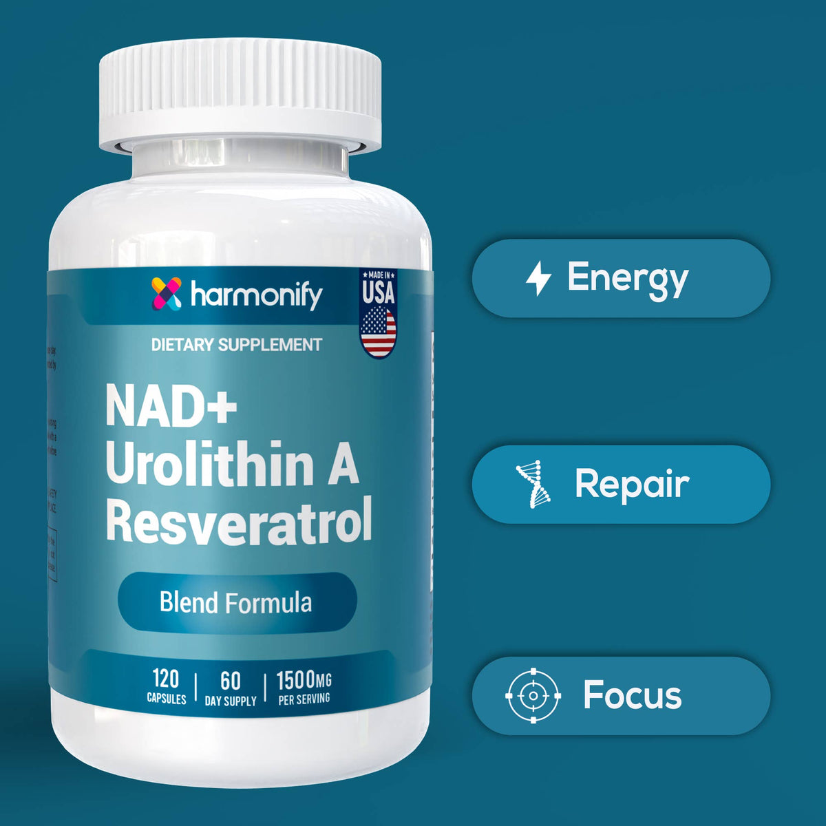 NAD Nicotinamide Riboside Resveratrol with Urolithin A - product image 2