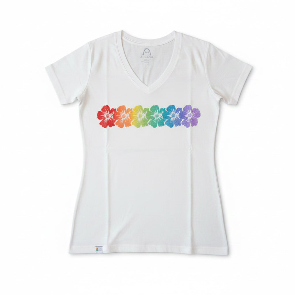 Disney Aulani Hibiscus Rainbow Flower T-Shirt Pride Women’s Small - product image 1