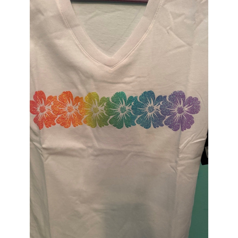 Disney Aulani Hibiscus Rainbow Flower T-Shirt Pride Women’s Small - product image 4