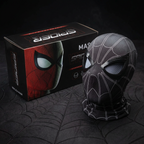 Spider-Man Black Mask with Moving Eyes - Lever-Operated Cosplay Mask