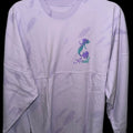 Marketplace239 LLC Disney Ariel Spirit Jersey in light purple tie-dye with a glittery Ariel silhouette on the chest.