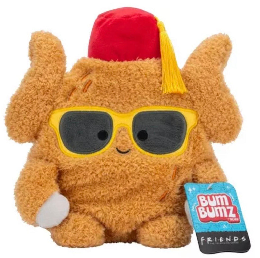 Marketplace239 LLC Friends BumBumz plush toy shaped like a turkey wearing a red fez and yellow sunglasses