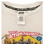 Marketplace239 LLC white Star Wars graphic t-shirt featuring a branded interior collar and vintage action figure print.