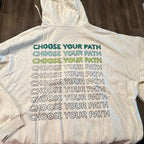 Star Wars hoodie back with repeating Choose Your Path design