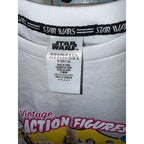 Marketplace239 LLC white Star Wars crewneck t-shirt with branded interior collar and vintage action figure graphic
