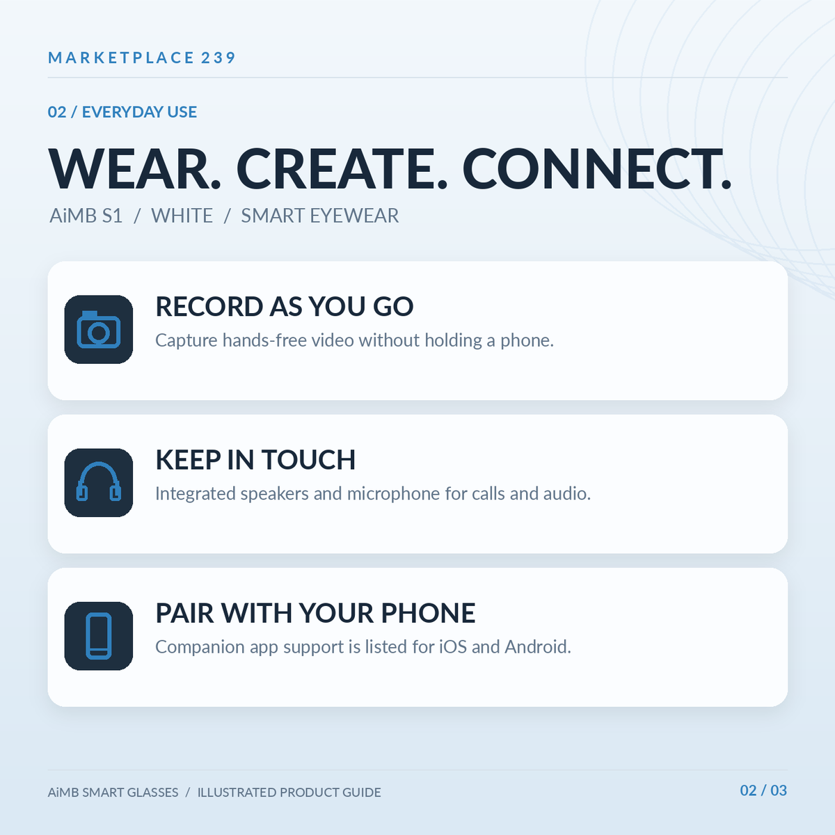 AiMB S1 White — everyday use infographic